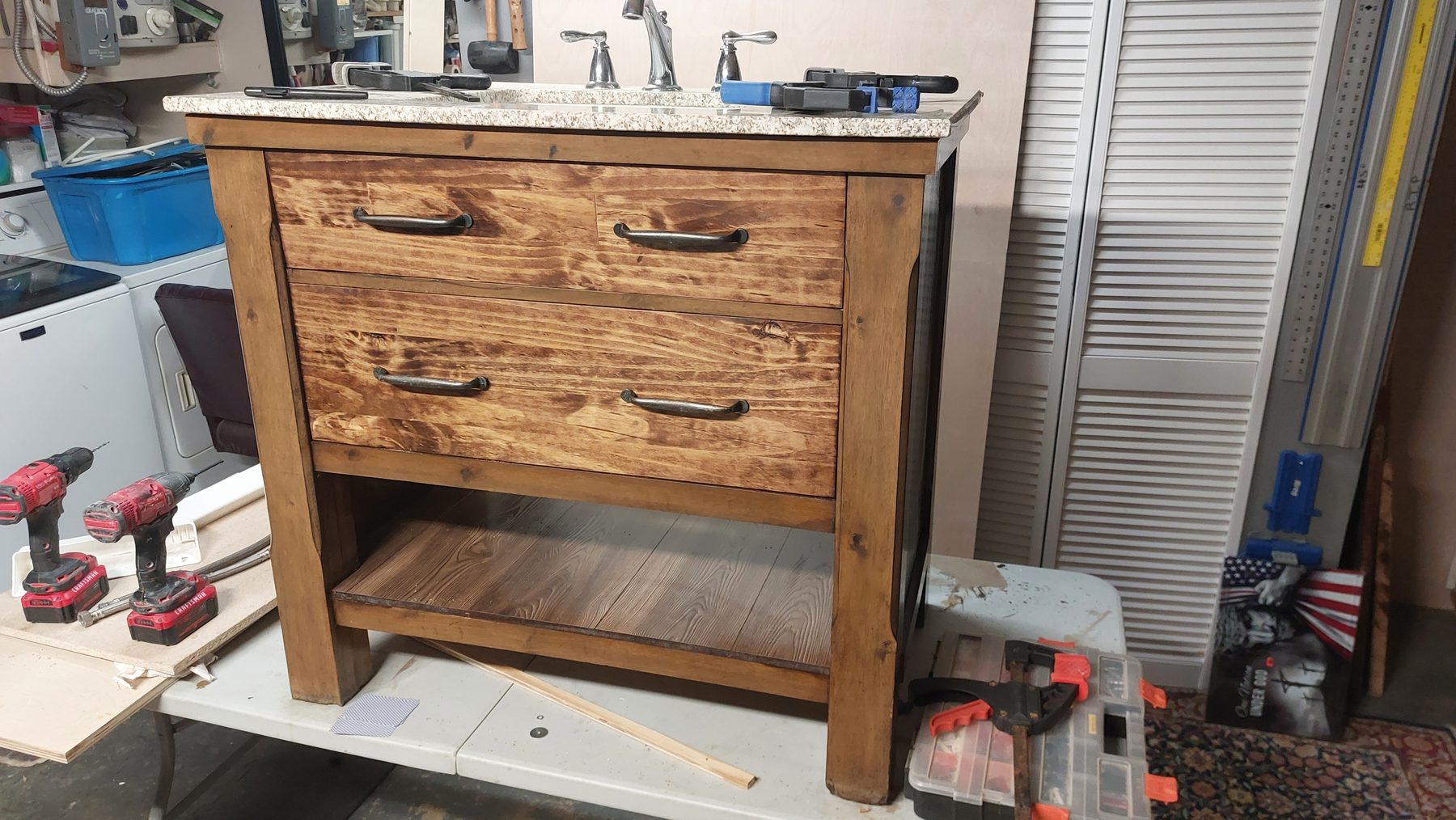 Custom vanity after staining